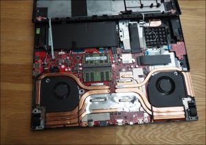 CPU and GPU cooling assembly in the Asus ROG Strix Scar 17.